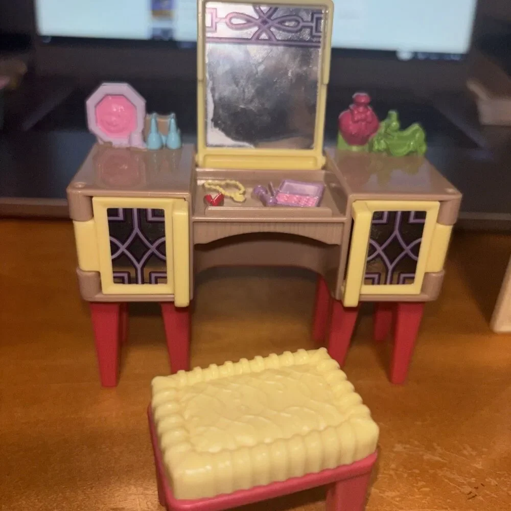 Fisher Price Oving Family Dollhouse Vanity And Bench Set Furniture Mattel